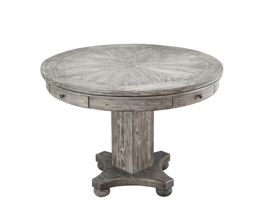 ECI Furniture - PGA Round Counter Height Game Table Complete, Distressed Gray - 0921-95-RCGB/RCGT view 1