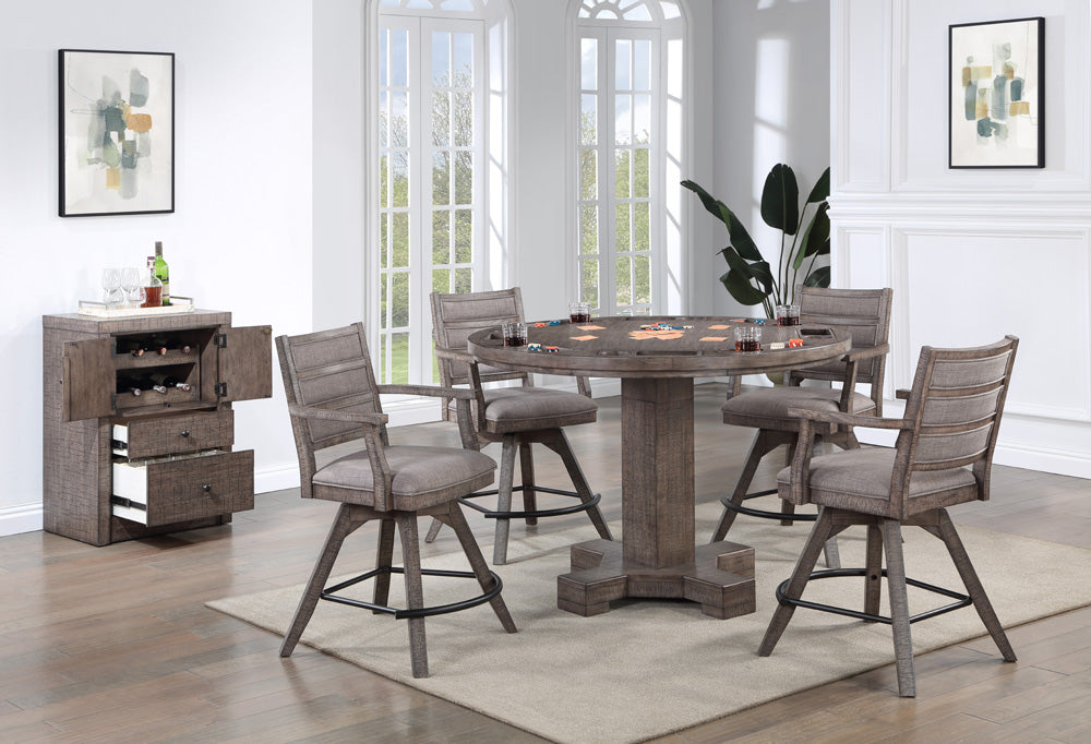ECI Furniture - Spring Haven 30 in. or 36 in. Adjustable Height 52 in. Round Game Table Complete, Dark Distressed - 1378-40-GT/GB view 3
