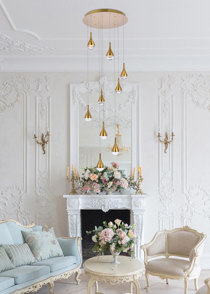 Elegant Furniture & Lighting - Amherst 24 inch LED chandelier in satin gold - 3809D24SG veiw 2