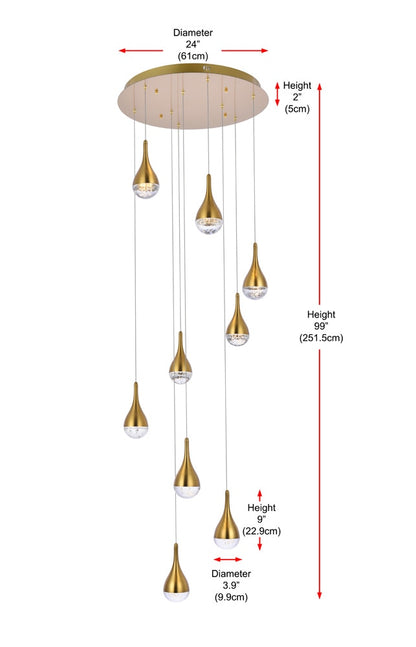 Elegant Furniture & Lighting - Amherst 24 inch LED chandelier in satin gold - 3809D24SG veiw 9
