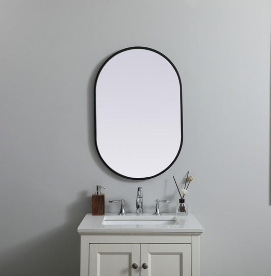 Elegant Furniture & Lighting - Asha Metal Frame Oval Mirror 20x30 Inch in Black - MR2A2030BLK view 2