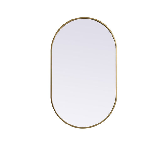 Elegant Furniture & Lighting - Asha Metal Frame Oval Mirror 24x40 Inch in Brass - MR2A2440BRS view 1