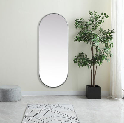 Elegant Furniture & Lighting - Asha Metal Frame Oval Mirror 24x60 Inch in Silver - MR2A2460SIL view 2