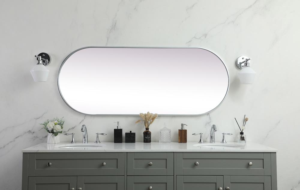 Elegant Furniture & Lighting - Asha Metal Frame Oval Mirror 24x60 Inch in Silver - MR2A2460SIL view 4