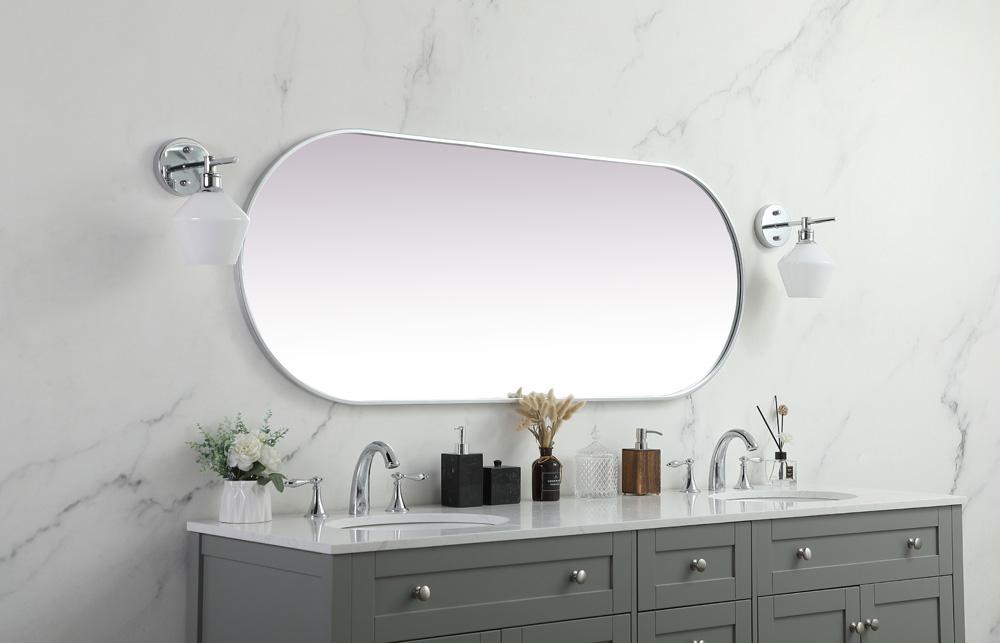 Elegant Furniture & Lighting - Asha Metal Frame Oval Mirror 24x60 Inch in Silver - MR2A2460SIL view 5