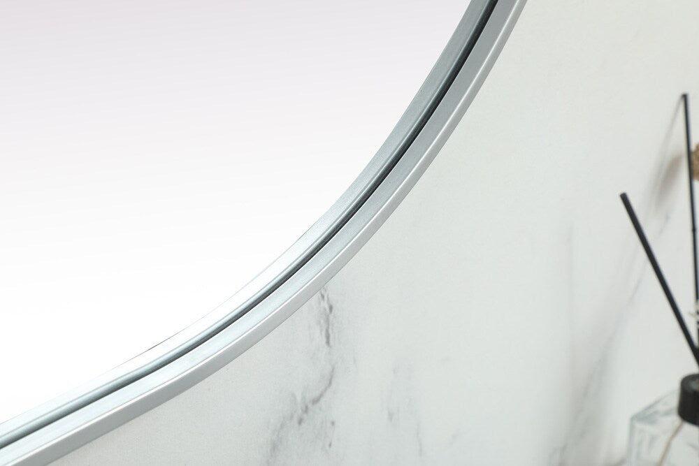 Elegant Furniture & Lighting - Asha Metal Frame Oval Mirror 24x60 Inch in Silver - MR2A2460SIL view 7