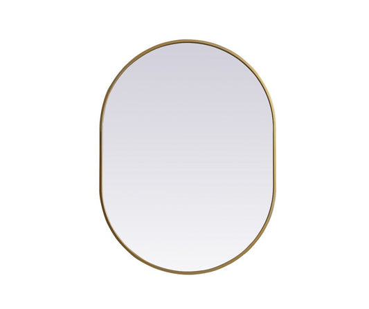 Elegant Furniture & Lighting - Asha Metal Frame Oval Mirror 27x36 Inch in Brass - MR2A2736BRS view 1