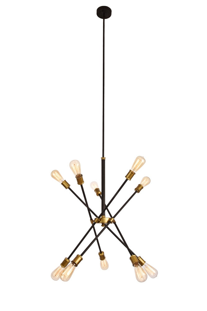 Elegant Furniture & Lighting - Axel Chandelier D27.2 H32.5 Lt:10 Black and Brass Finish - LD8003D28BK veiw 1