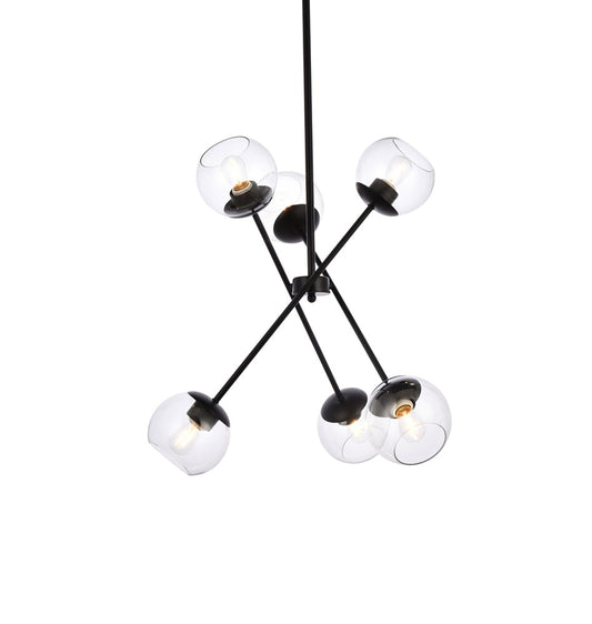 Elegant Furniture & Lighting - Axl 24 inch pendant in black with clear shade - LD656D24BK veiw 1