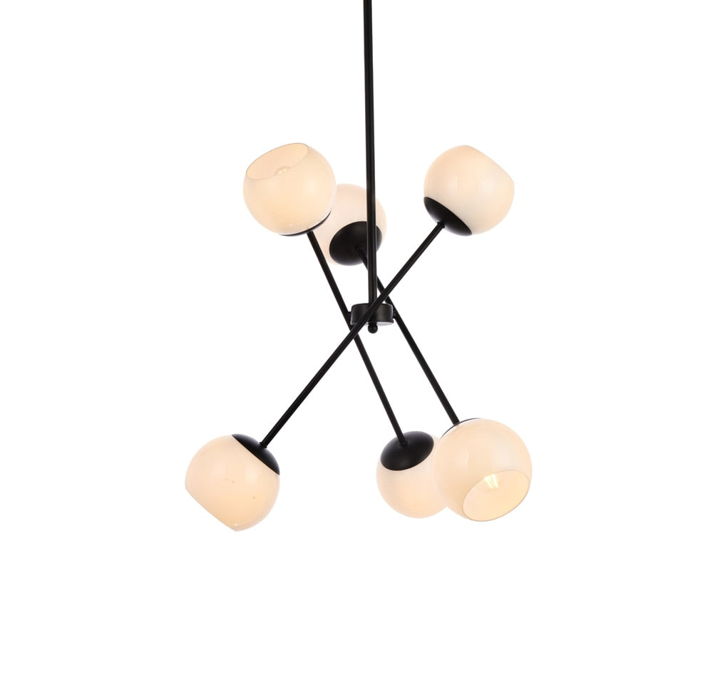 Elegant Furniture & Lighting - Axl 24 inch pendant in black with white shade - LD657D24BK veiw 1
