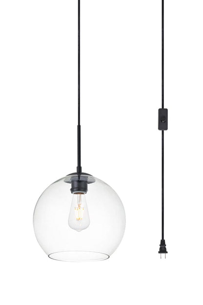 Elegant Furniture & Lighting - Baxter 1 Light Black plug-in Pendant With Clear Glass - LDPG2212BK view 2