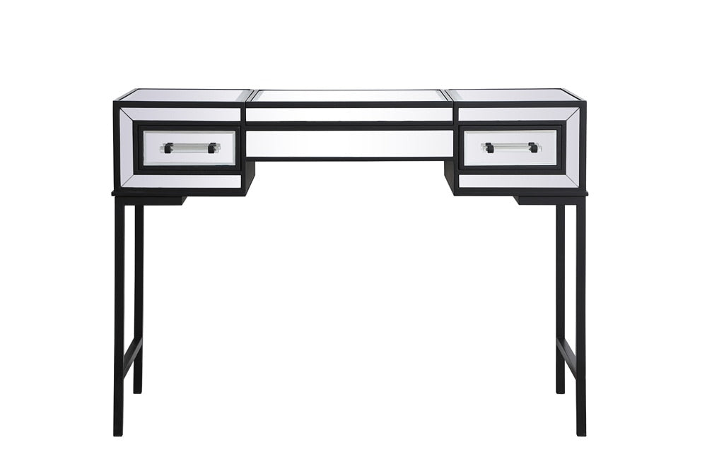 Elegant Furniture & Lighting - Beau 42 inch mirrored flip top vanity table in black - MF73020BK veiw 1