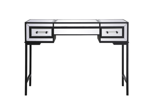 Elegant Furniture & Lighting - Beau 42 inch mirrored flip top vanity table in black - MF73020BK veiw 1