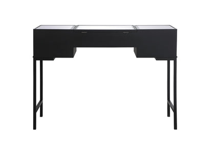 Elegant Furniture & Lighting - Beau 42 inch mirrored flip top vanity table in black - MF73020BK veiw 3