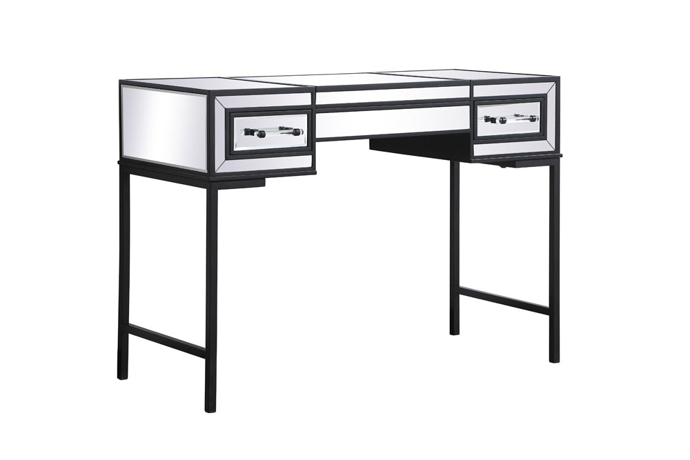 Elegant Furniture & Lighting - Beau 42 inch mirrored flip top vanity table in black - MF73020BK veiw 6
