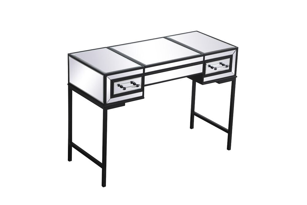 Elegant Furniture & Lighting - Beau 42 inch mirrored flip top vanity table in black - MF73020BK veiw 7