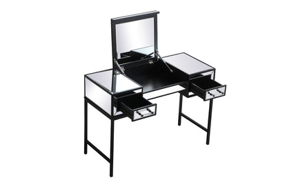 Elegant Furniture & Lighting - Beau 42 inch mirrored flip top vanity table in black - MF73020BK veiw 8