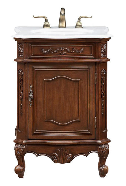 Elegant Furniture & Lighting - Berkshire 24 inch Single Bathroom vanity in Coffee with ivory white engineered marble - VF-1031-VW veiw 1