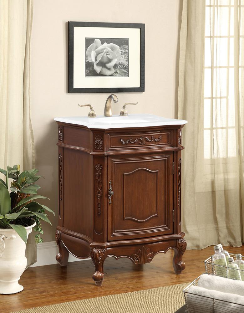 Elegant Furniture & Lighting - Berkshire 24 inch Single Bathroom vanity in Coffee with ivory white engineered marble - VF-1031-VW veiw 2