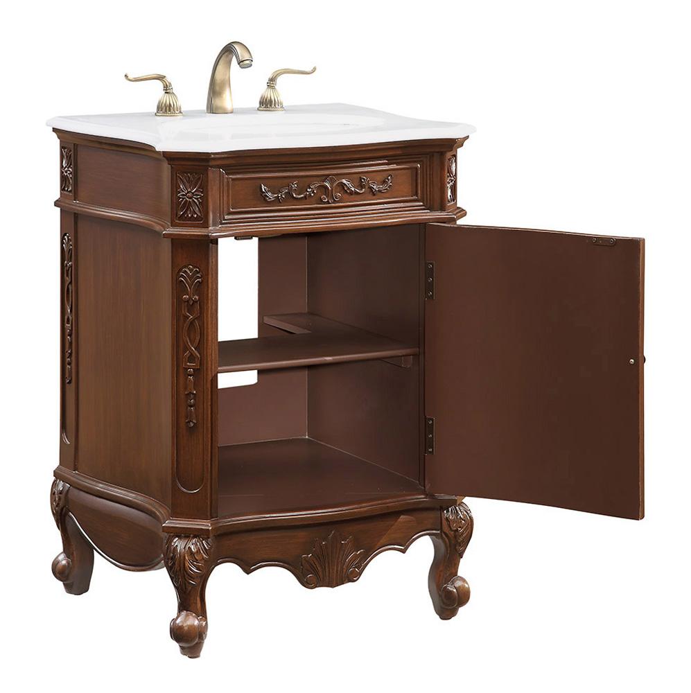 Elegant Furniture & Lighting - Berkshire 24 inch Single Bathroom vanity in Coffee with ivory white engineered marble - VF-1031-VW veiw 4