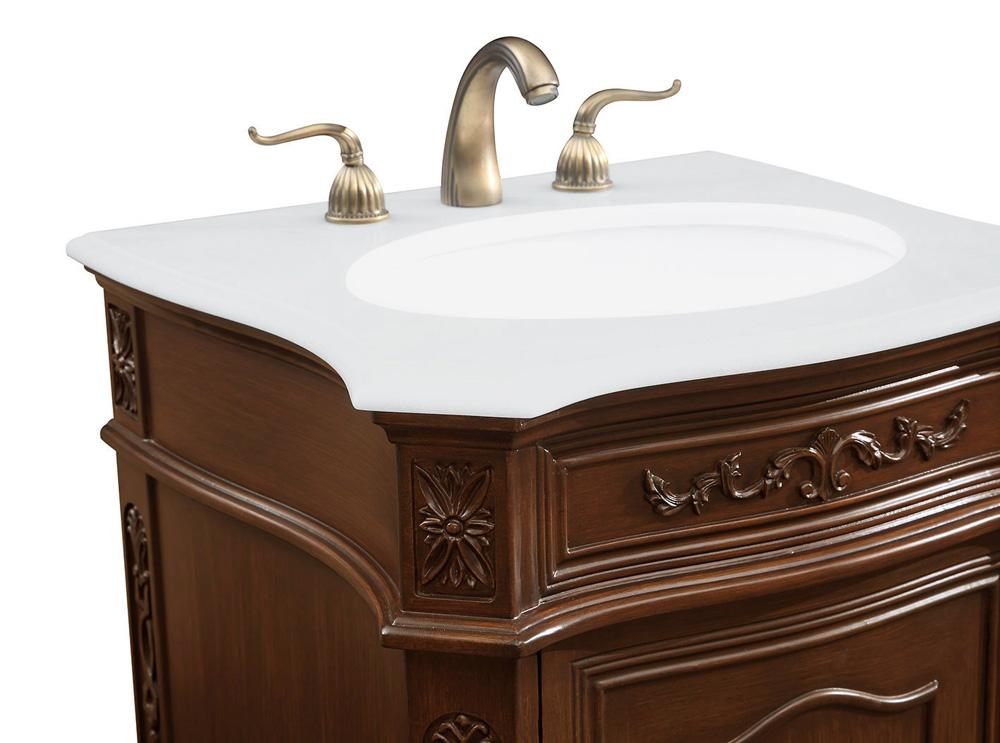 Elegant Furniture & Lighting - Berkshire 24 inch Single Bathroom vanity in Coffee with ivory white engineered marble - VF-1031-VW veiw 6