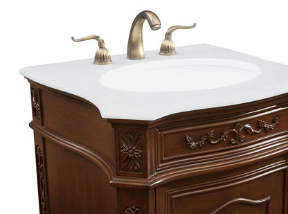 Elegant Furniture & Lighting - Berkshire 24 inch Single Bathroom vanity in Coffee with ivory white engineered marble - VF-1031-VW veiw 6
