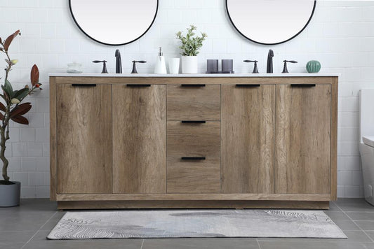 Elegant Furniture & Lighting - Blake 72 Inch Double Bathroom Vanity In Natural Oak - VF19472DNT veiw 2
