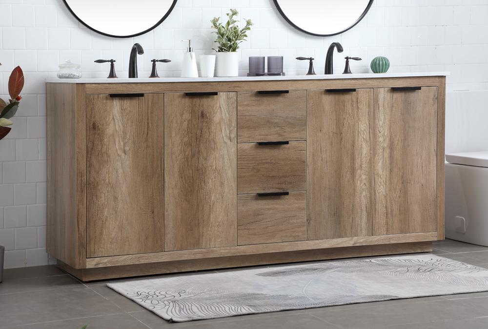 Elegant Furniture & Lighting - Blake 72 Inch Double Bathroom Vanity In Natural Oak - VF19472DNT veiw 3
