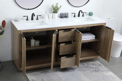 Elegant Furniture & Lighting - Blake 72 Inch Double Bathroom Vanity In Natural Oak - VF19472DNT veiw 4