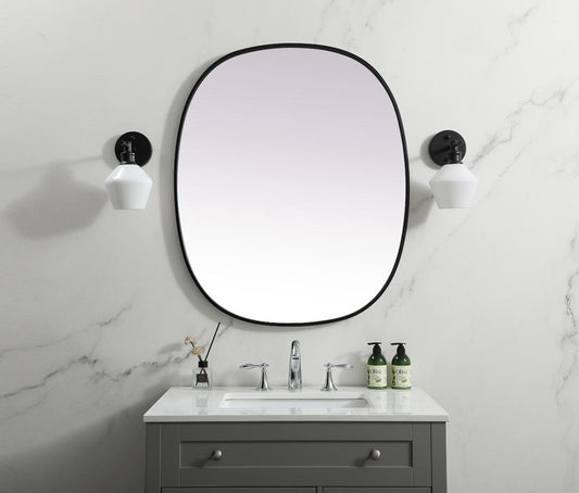 Elegant Furniture & Lighting - Brynn Metal Frame Oval Mirror 30x36 Inch in Black - MR2B3036BLK view 2