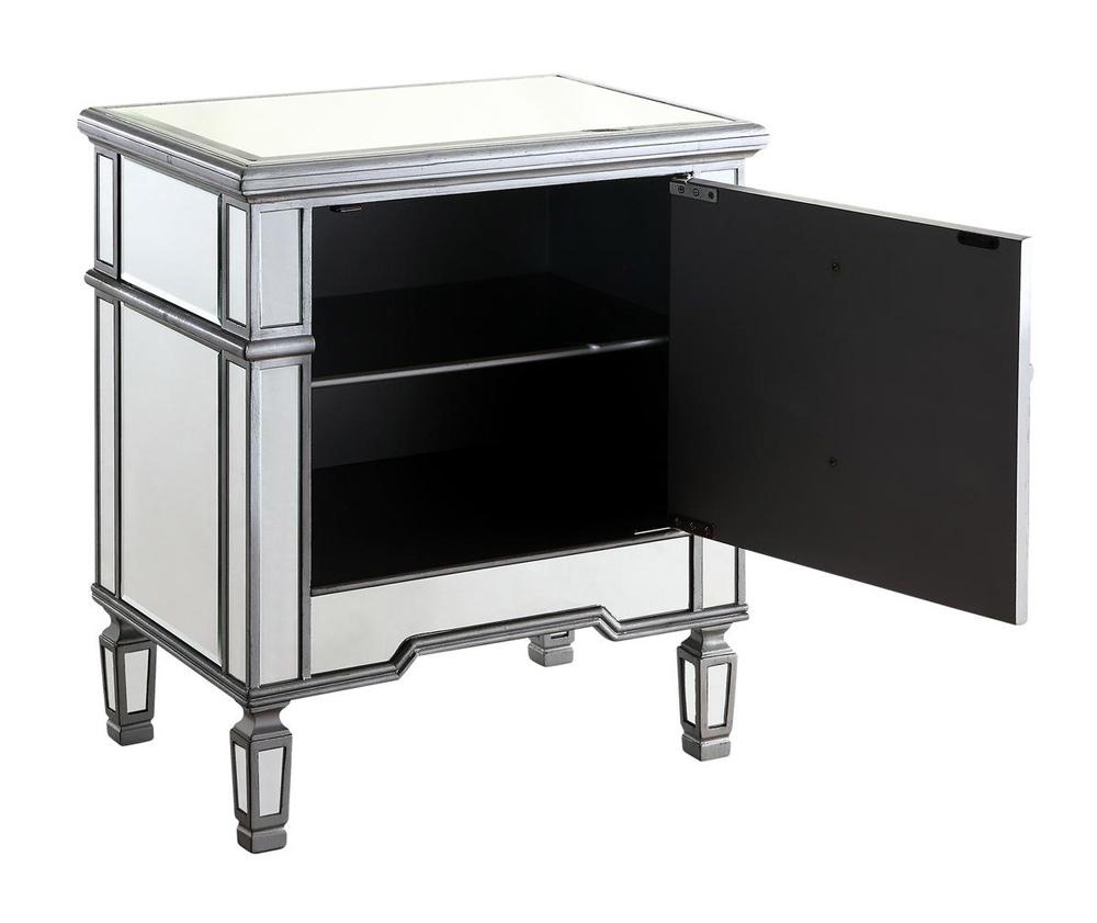 Elegant Furniture & Lighting - Contempo 1 Door Cabinet 24 in. x 16 in. x 27 in. in silver paint - MF6-1016S veiw 2