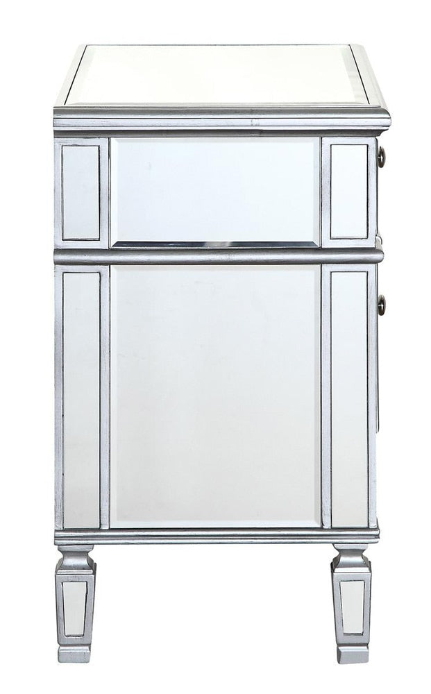 Elegant Furniture & Lighting - Contempo 1 Door Cabinet 24 in. x 16 in. x 27 in. in silver paint - MF6-1016S veiw 3