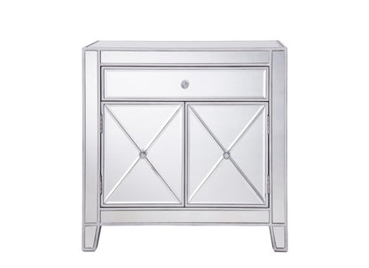 Elegant Furniture & Lighting - Contempo 1 Drawer 2 Doors Cabinet 28 in. x 13-1/4 in. x 28-1/4 in. in silver paint - MF6-1034 veiw 1