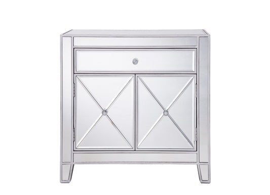 Elegant Furniture & Lighting - Contempo 1 Drawer 2 Doors Cabinet 28 in. x 13-1/4 in. x 28-1/4 in. in silver paint - MF6-1034 veiw 1