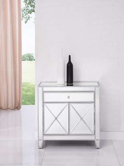Elegant Furniture & Lighting - Contempo 1 Drawer 2 Doors Cabinet 28 in. x 13-1/4 in. x 28-1/4 in. in silver paint - MF6-1034 veiw 2