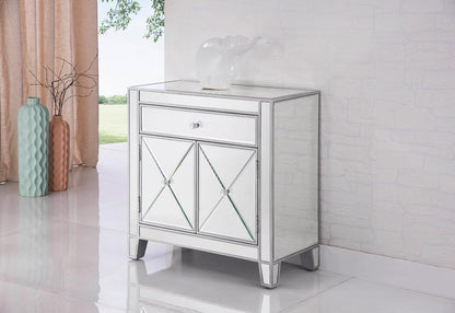 Elegant Furniture & Lighting - Contempo 1 Drawer 2 Doors Cabinet 28 in. x 13-1/4 in. x 28-1/4 in. in silver paint - MF6-1034 veiw 3