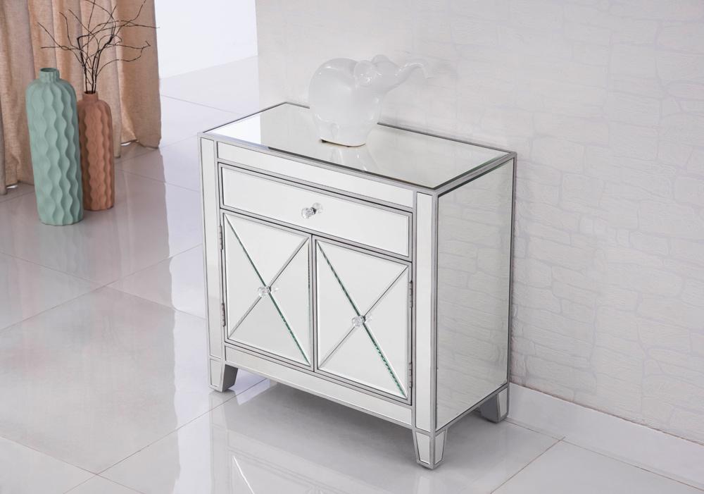 Elegant Furniture & Lighting - Contempo 1 Drawer 2 Doors Cabinet 28 in. x 13-1/4 in. x 28-1/4 in. in silver paint - MF6-1034 veiw 4
