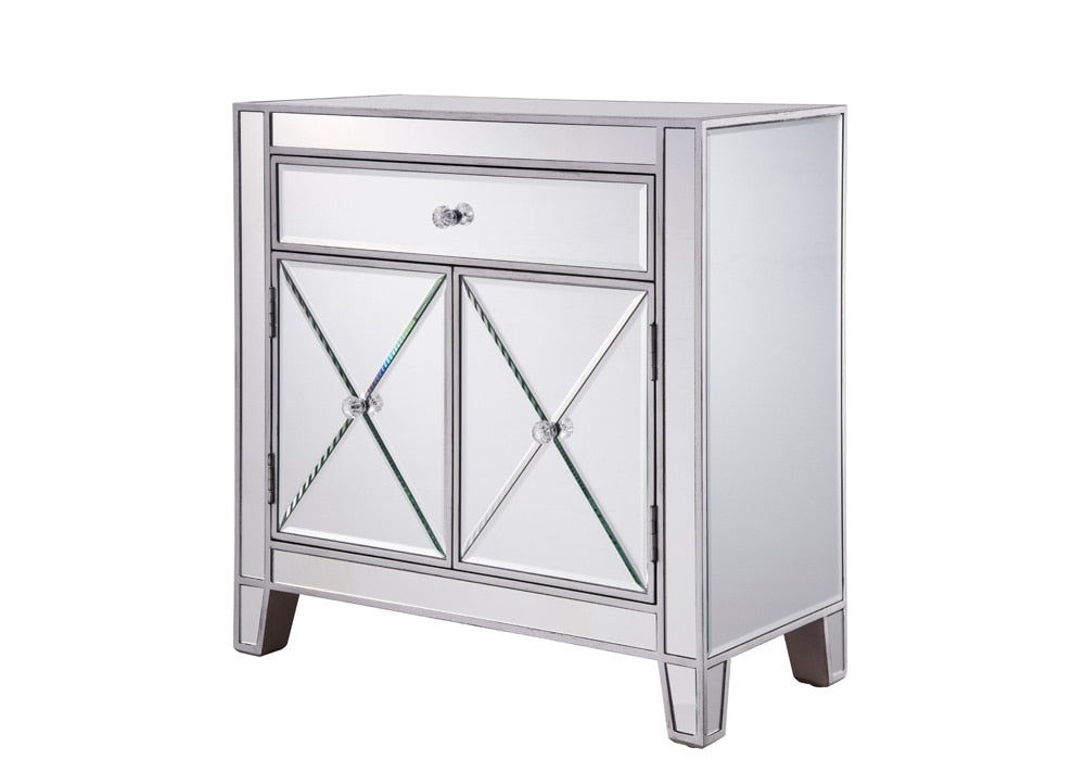 Elegant Furniture & Lighting - Contempo 1 Drawer 2 Doors Cabinet 28 in. x 13-1/4 in. x 28-1/4 in. in silver paint - MF6-1034 veiw 5