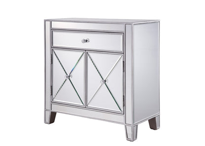 Elegant Furniture & Lighting - Contempo 1 Drawer 2 Doors Cabinet 28 in. x 13-1/4 in. x 28-1/4 in. in silver paint - MF6-1034 veiw 5