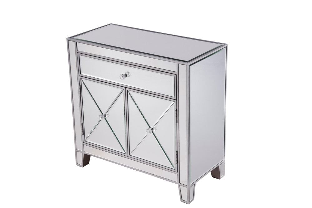 Elegant Furniture & Lighting - Contempo 1 Drawer 2 Doors Cabinet 28 in. x 13-1/4 in. x 28-1/4 in. in silver paint - MF6-1034 veiw 6