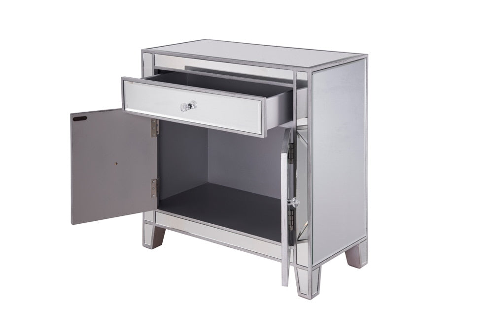 Elegant Furniture & Lighting - Contempo 1 Drawer 2 Doors Cabinet 28 in. x 13-1/4 in. x 28-1/4 in. in silver paint - MF6-1034 veiw 7