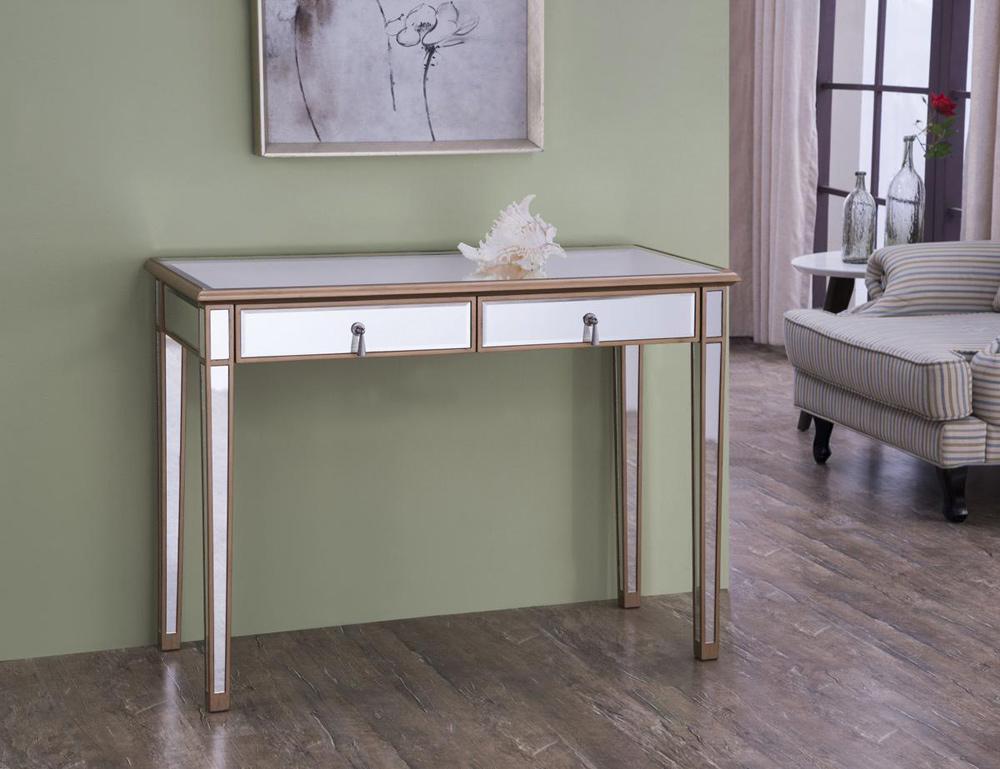 Elegant Furniture & Lighting - Contempo 2 Drawers Dressing table 42 in. x 18 in. x 31 in. in Gold paint - MF6-1106G veiw 7