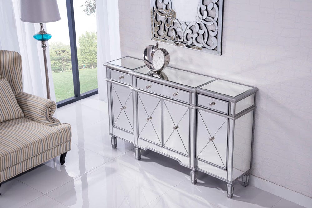 Elegant Furniture & Lighting - Contempo 3 Drawer 4 Door Cabinet 60 in. x 14 in. x 36 in. in silver Clear - MF6-1001SC view 10