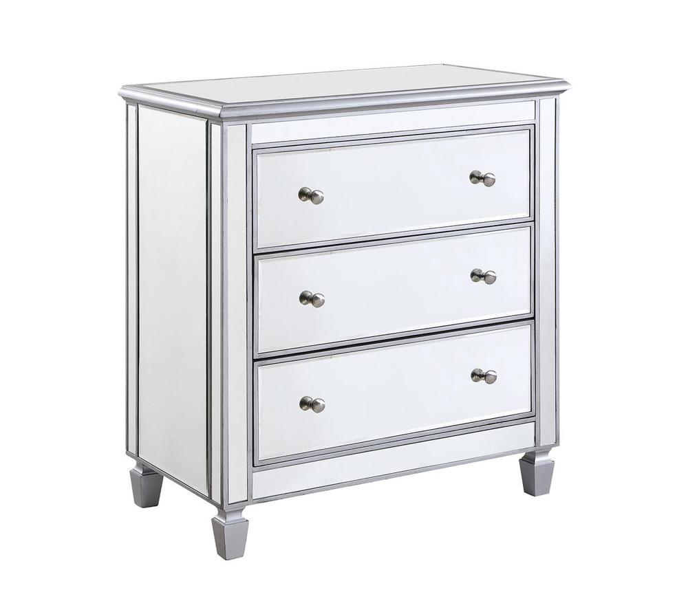Elegant Furniture & Lighting - Contempo 3 Drawer Bedside Cabinet 33 in.x 18 in.x 32 in. in silver paint - MF6-1019S veiw 1