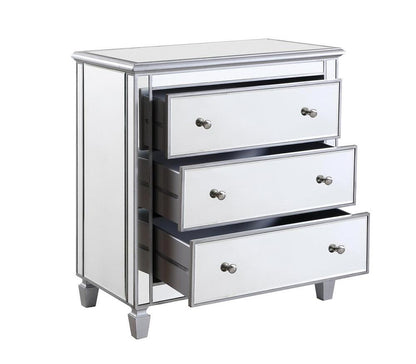 Elegant Furniture & Lighting - Contempo 3 Drawer Bedside Cabinet 33 in.x 18 in.x 32 in. in silver paint - MF6-1019S veiw 2