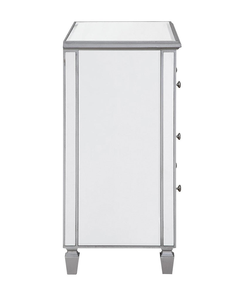Elegant Furniture & Lighting - Contempo 3 Drawer Bedside Cabinet 33 in.x 18 in.x 32 in. in silver paint - MF6-1019S veiw 3