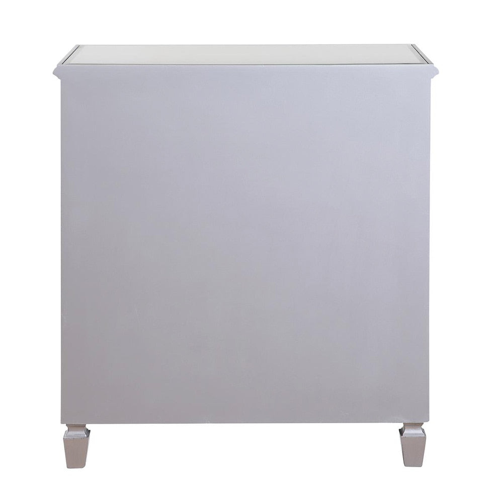 Elegant Furniture & Lighting - Contempo 3 Drawer Bedside Cabinet 33 in.x 18 in.x 32 in. in silver paint - MF6-1019S veiw 4