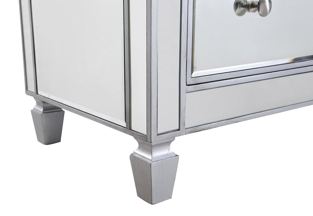 Elegant Furniture & Lighting - Contempo 3 Drawer Bedside Cabinet 33 in.x 18 in.x 32 in. in silver paint - MF6-1019S veiw 5