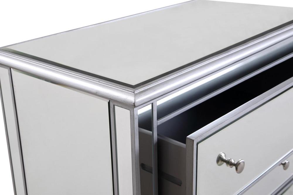 Elegant Furniture & Lighting - Contempo 3 Drawer Bedside Cabinet 33 in.x 18 in.x 32 in. in silver paint - MF6-1019S veiw 6