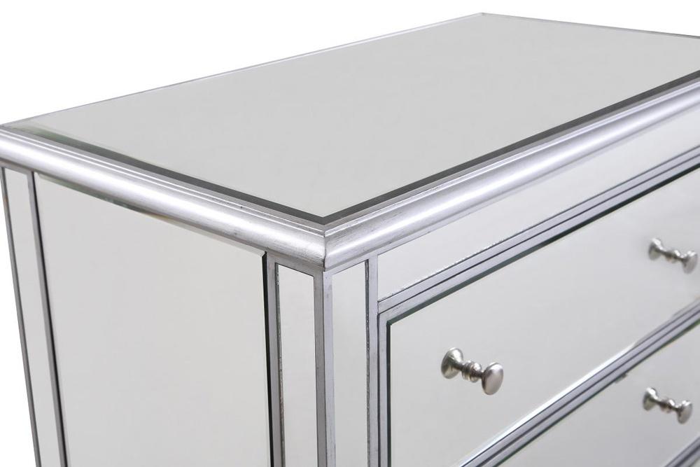 Elegant Furniture & Lighting - Contempo 3 Drawer Bedside Cabinet 33 in.x 18 in.x 32 in. in silver paint - MF6-1019S veiw 7